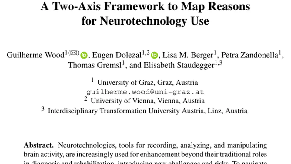 A Two-Axis Framework to Map Reasons for Neurotechnology Use